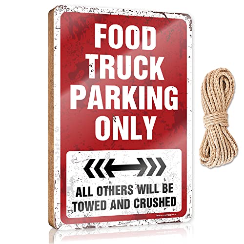 CakJuice Holzschild zum Aufhängen, Aufschrift "Food Truck Parking Only", Holzschild, Terrasse, Bar, Zubehör, Türschild für Schlafzimmer (Größe: 23 x 35 cm) von CakJuice