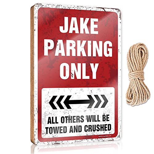 CakJuice Holzschild zum Aufhängen, Aufschrift "Jake Parking Only", Willkommensschild für Jungen, Schlafzimmer, Dekorationen (Größe: 20 x 30 cm) von CakJuice