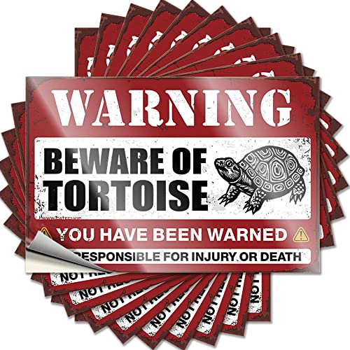 CakJuice Lustiger Aufkleber "Beware of Tortoise", lustiger Aufkleber, 10 Stück, Schild-Dekor-Aufkleber, lustig (Größe: 6 x 9 cm) von CakJuice
