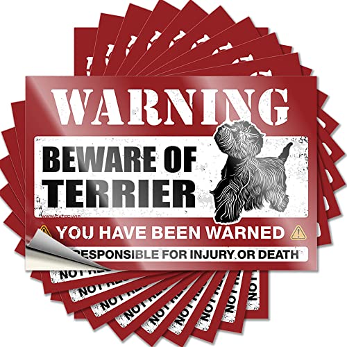 CakJuice Mechaniker-Aufkleber, Aufschrift "Beware of Terrier", lustige Küchenschilder, Werkzeugkasten-Aufkleber (Größe: 8 x 12 cm), 10 Stück von CakJuice