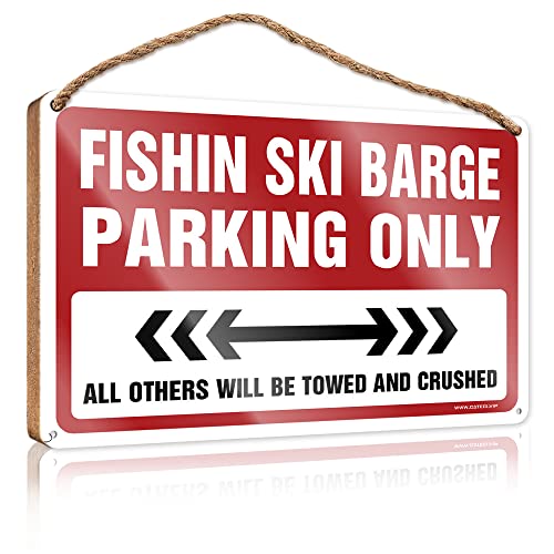 CakJuice Rustikales Holzschild "Fishin Ski Barge Parking Only", Hippie-Dekor, Büro-Türschilder, personalisierbar (Größe: 20 x 30 cm) von CakJuice