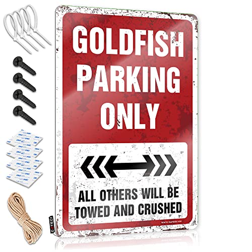 CakJuice Schild für Schlafzimmertür, Goldfisch, Parkplatz, Blechschild, einzigartige Heimdekoration, Landdekoration für Zuhause (Größe: 20 x 30 cm) von CakJuice