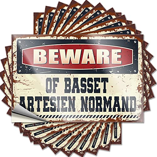 CakJuice Streich Aufkleber für Erwachsene Beware of Basset Artesien Normand Lustige Aufkleber 10 Stück Bar Schilder für Heimdekoration Mädchen Aufkleber (Größe: 8 x 12 cm) von CakJuice