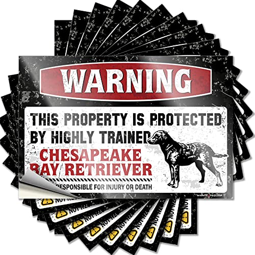 CakJuice Toolbox Aufkleber und Aufkleber, Aufschrift "Warning This Property is Protected by A Highly Trained Chesapeake Bay Retriever", lustiger Aufkleber, 10 Stück, lustige Sogns (Größe: 8 x 12 cm) von CakJuice