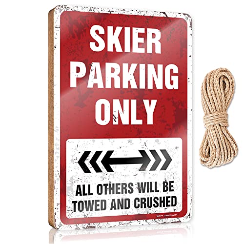 CakJuice Türschild mit Aufschrift "Work from Home", "Skier Parking Only", Holzschild, Haustür, Holzschild (Größe: 15 x 28 cm) von CakJuice
