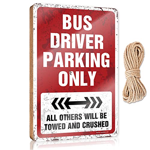 CakJuice Türschild zum Aufhängen, Motiv: Busfahrer, Parkplatz, Holzschild, Veranda, Dekoration, Frühlingsdekoration (Größe: 23 x 35 cm) von CakJuice
