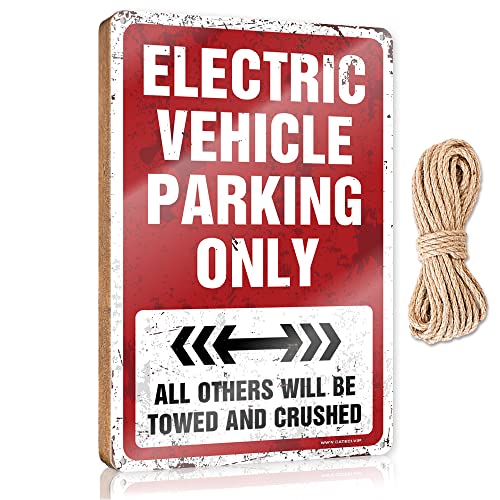 CakJuice Wanddekoration, Sprüche, elektrisches Fahrzeug, Parken nur, Holzschild, Holz-Türschild, Jugendzimmer-Dekor (Größe: 20 x 30 cm) von CakJuice