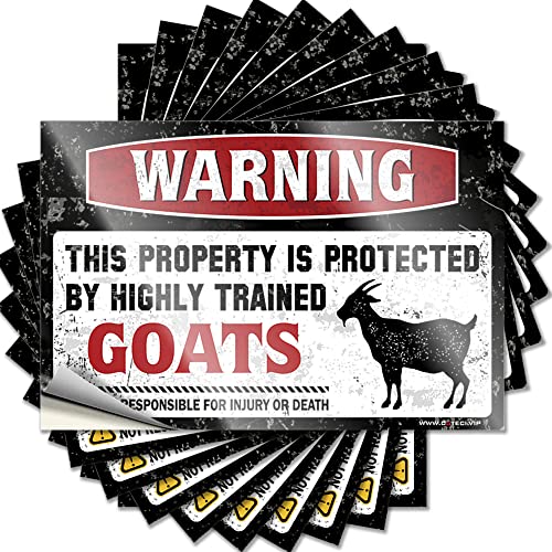 Hardhat-Sticker und Abziehbilder, Aufschrift "Warning This Property is Protected by A Highly Trained Goat", lustiger Aufkleber, 10 Stück, Vintage-Bar-Dekoration, Männerhöhle, Bar (Größe: 12 x 18 cm) von CakJuice