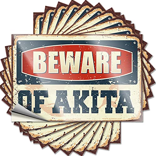 Hardhat-Sticker und Abziehbilder "Beware of Akita", lustiger Aufkleber, Vintage-Bar-Dekoration, Männerhöhle, Bar (Größe: 8 x 12 cm) von CakJuice