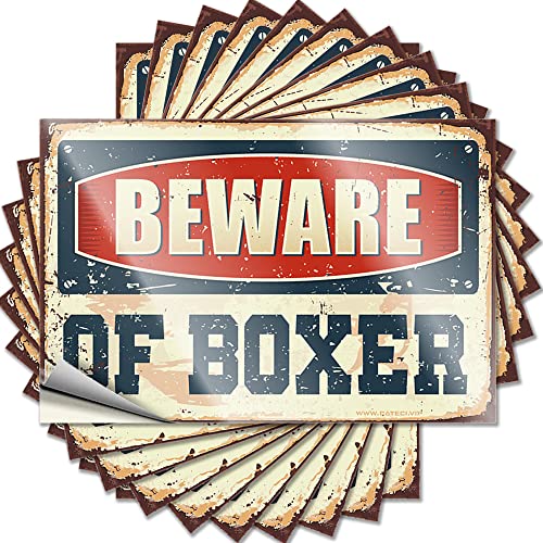 Hardhat-Sticker und Abziehbilder "Beware of Boxer", lustiger Aufkleber, Vintage-Stil, Bar-Dekoration, Männerhöhle, Bar (Größe: 6 x 9 cm), 10 Stück von CakJuice