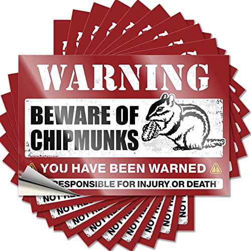 Hardhat-Sticker und Abziehbilder "Beware of Chipmunks", lustiger Aufkleber, Vintage-Bar-Dekoration, Männerhöhle, Bar (Größe: 12 x 18 cm), 10 Stück von CakJuice