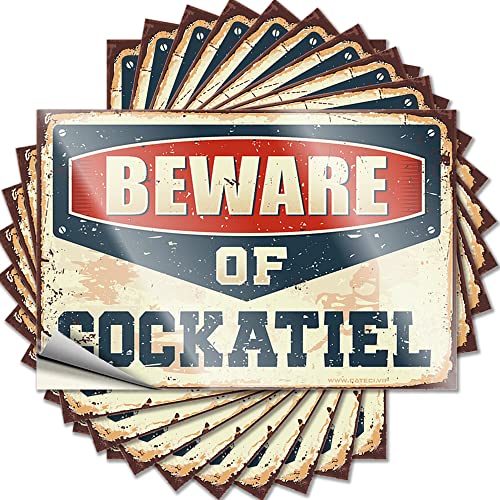 Hardhat-Sticker und Abziehbilder "Beware of Cockatiel", lustiger Aufkleber, 10 Stück, Männer, Höhlendekoration, Barregeln, Schild (Größe: 12 x 18 cm) von CakJuice