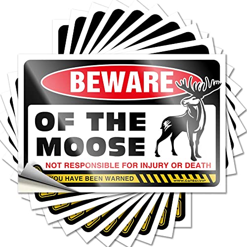 Hardhat-Sticker und Abziehbilder "Beware of Elch", lustiger Aufkleber, 10 Stück, Männer, Höhlendekoration, Barregeln, Schild (Größe: 12 x 18 cm) von CakJuice