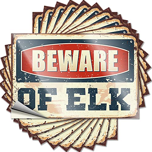 Hardhat-Sticker und Abziehbilder "Beware of Elch", lustiger Aufkleber, Vintage-Bar-Dekoration, Männerhöhle, Bar (Größe: 6 x 9 cm), 10 Stück von CakJuice