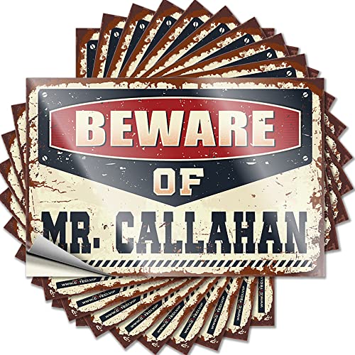 Hardhat-Sticker und Abziehbilder "Beware of Mr. Callahan", lustiger Aufkleber, 10 Stück, Vintage-Bar-Dekoration, Männerhöhle, Bar (Größe: 12 x 18 cm) von CakJuice