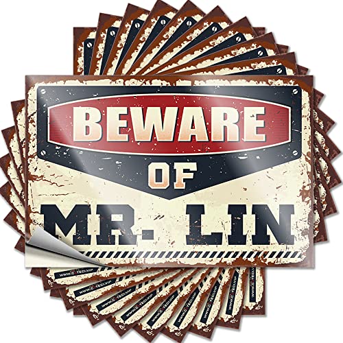 Hardhat-Sticker und Abziehbilder "Beware of Mr. Lin", lustiger Aufkleber, 10 Stück, Männer, Höhlendekoration, Barregeln, Schild (Größe: 6 x 9 cm) von CakJuice
