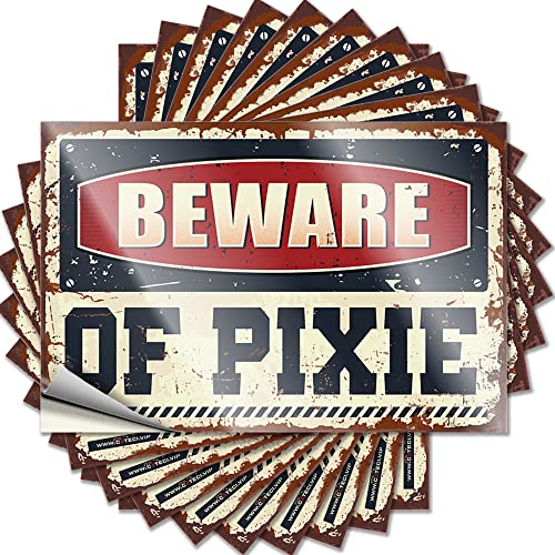 Hardhat-Sticker und Abziehbilder "Beware of Pixie", lustiger Aufkleber, Vintage-Stil, Bardekoration, Männerhöhle, Bar (Größe: 12 x 18 cm), 10 Stück von CakJuice