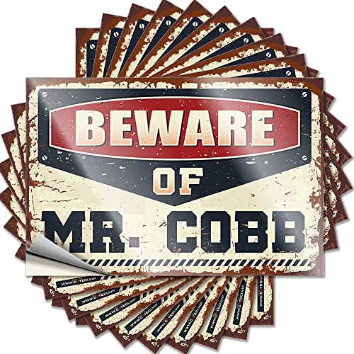 Hardhat-Sticker und Aufkleber "Beware of Mr. Cobb", lustiger Aufkleber, 10 Stück, "No Stupid People", Werkzeugkasten-Aufkleber und Aufkleber (Größe: 6 x 9 cm) von CakJuice