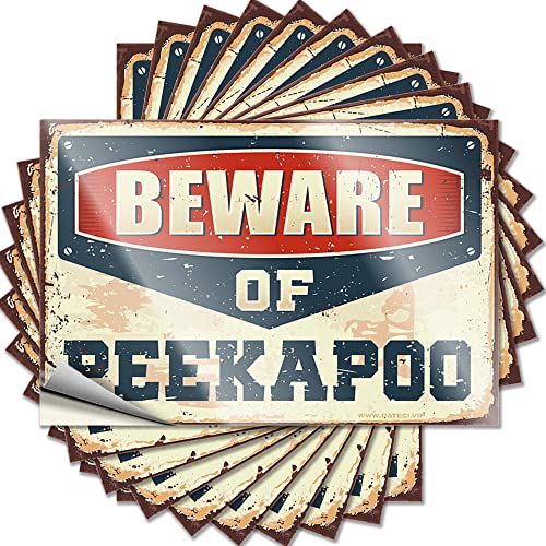 Hardhat-Sticker und Aufkleber "Beware of Peekapoo", lustiger Aufkleber, 10 Stück, Männer, Höhlendekoration, Barregeln, Schild (Größe: 8 x 12 cm) von CakJuice