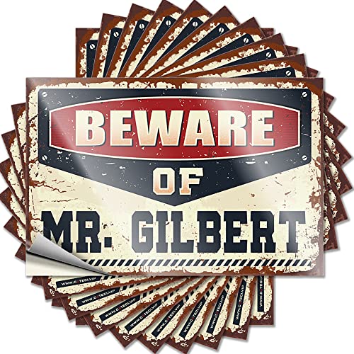 Lustige Aufkleber "Beware of Mr. Gilbert", 10 Stück, für Männerhöhle, Größe: 12 x 18 cm von CakJuice