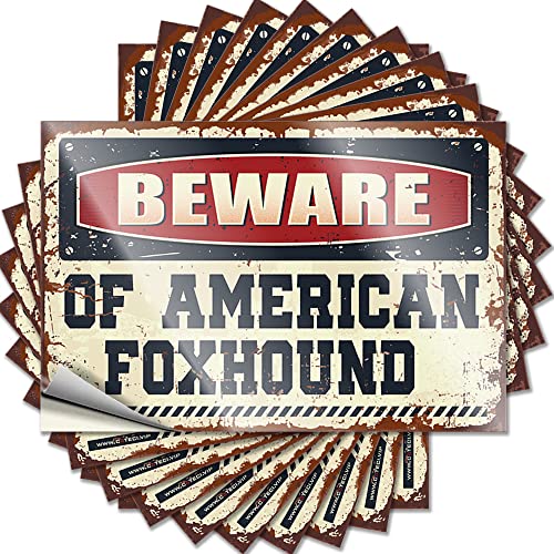 Lustiger Aufkleber "Beware of American Foxhound", lustiger Aufkleber, 10 Stück, für Männer, Höhlendekoration (Größe: 12 x 18 cm) von CakJuice
