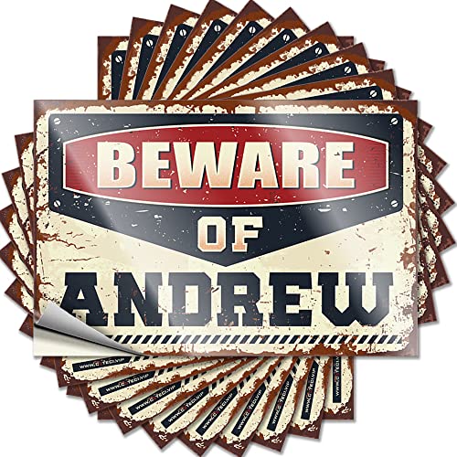 Lustiger Aufkleber "Beware of Andrew", lustiger Aufkleber, 10 Stück, für Männer, Höhlendekoration (Größe: 6 x 9 cm) von CakJuice
