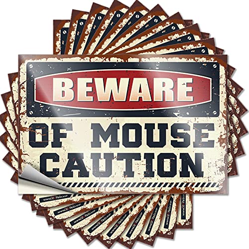 Lustiger Aufkleber "Beware of Mouse Caution", lustiger Aufkleber, 10 Stück, lustige Stoßstangen-Aufkleber für Heimdekoration (Größe: 8 x 12 cm) von CakJuice