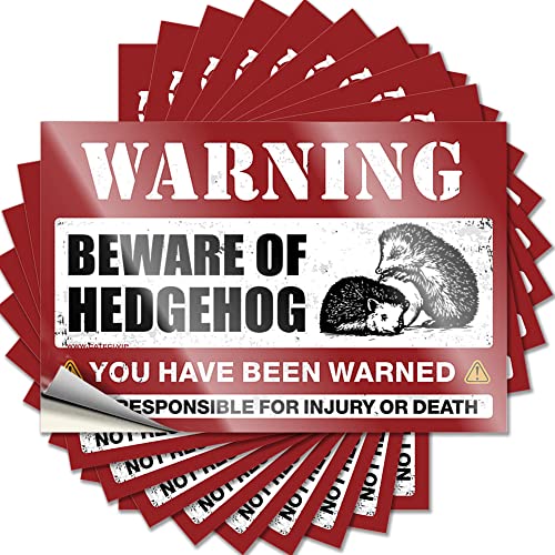 Mechaniker-Aufkleber, Aufschrift "Beware Of Hedgehog", lustige Schilder für Schlafzimmer, kleines Schild (Größe: 12 x 18 cm), 10 Stück von CakJuice
