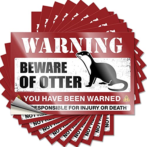 Streich-Aufkleber für Erwachsene, Aufschrift "Beware of Cute Otter", lustiger Aufkleber, 10 Stück, Männerhöhlenschilder, lustige Barschilder für Zuhause, Bar, Wand (Größe: 12 x 18 cm) von CakJuice
