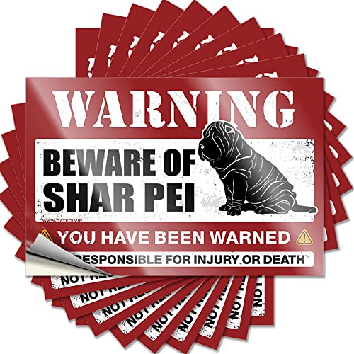 Streich Aufkleber für Erwachsene, Aufschrift "Beware of Shar Pei", lustiger Aufkleber, 10 Stück, Männerhöhlenschild, lustige Barschilder für Zuhause, Bar, Wand (Größe: 12 x 18 cm) von CakJuice