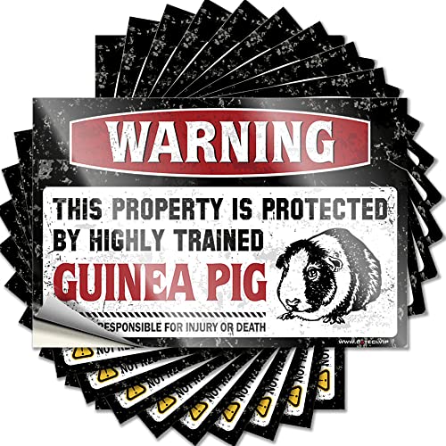 Toolbox Aufkleber und Aufkleber, Aufschrift "Warning This Property is Protected by A Highly Trained Guinea Pig Funny Sticker 10 Pcs Funk Around and Find Out", lustige Sogns (Größe: 12 x 18 cm) von CakJuice