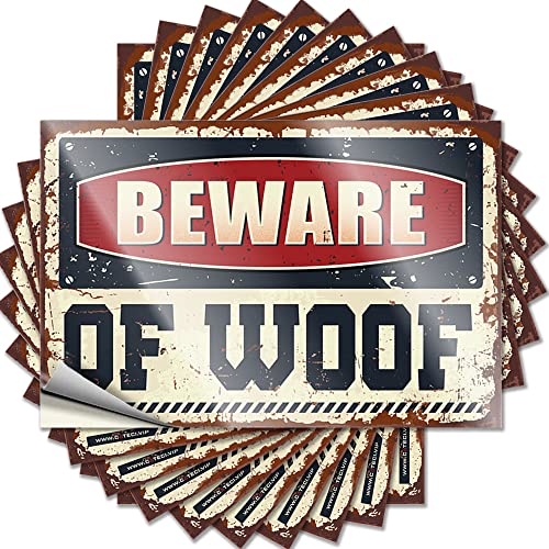 Werkzeug-Aufkleber, Aufschrift "Beware of Woof", lustig, 10 Stück, Werkzeug-Aufkleber (Größe: 12 x 18 cm) von CakJuice