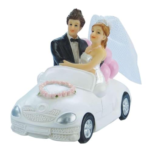 Cake Company Cake Topper Brautpaar im weißen Hochzeitsauto I Hochzeit Tortendekoration für besondere Momente I Tortenfigur aus hochwertigem Material von Cake Company