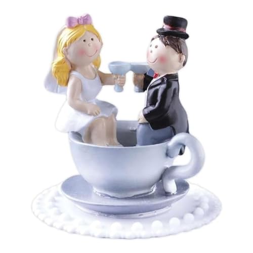 Cake Company Cake Topper Tortenfigur Brautpaar in Tasse I Hochzeit Tortendekoration für besondere Momente I Tortenfigur aus hochwertigem Material von Cake Company