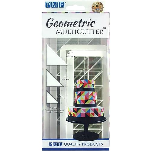 Cake Company GMC124 Geometric MultiCutter-Right Angle, Set of 3 PME Geometrische Multicutters für Kuchendesign, rechtwinkliges Dreieck, klein, mittel und groß, 3 Stück, Kunststoff, weiß, 3 Piece von PME