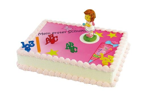 Cake Company Tortendekoration zum Schulanfang für Mädchen | essbare Tortendekoration zum Schulanfang - bedruckter und essbarer Hintergrund von Cake Company