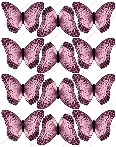 Cakeshop 12 x Vorgeschnittene Hellrosa Essbare Schmetterlingskuchen Topper (Tortenaufleger, Bedruckte Oblaten, Oblatenaufleger) von Cakeshop