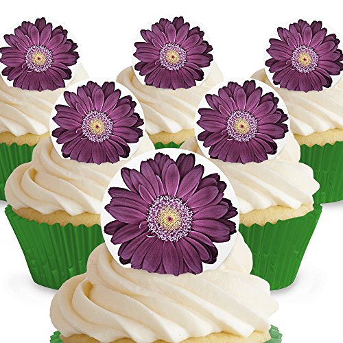 Cakeshop 12 x Vorgeschnittene und Essbare Lila Blumen Kuchen Topper (Tortenaufleger, Bedruckte Oblaten, Oblatenaufleger) von Cakeshop