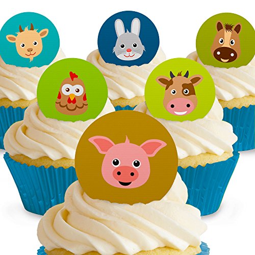 Cakeshop 12 x Vorgeschnittene und Essbare Nutztiere Kuchen Topper (Tortenaufleger, Bedruckte Oblaten, Oblatenaufleger) von Cakeshop