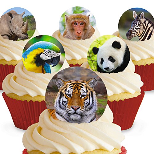 Cakeshop 12 x Vorgeschnittene und Essbare Zoo Tiere Kuchen Topper (Tortenaufleger, Bedruckte Oblaten, Oblatenaufleger) von Cakeshop