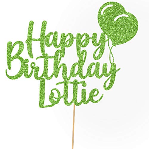 Cakeshop Personalisierte Happy Birthday Glitzer Kuchen Deko Angepasste Farbe jeder Name & jedes Alter Kuchen Dekoration für Geburtstag Party (Grün) von Cakeshop