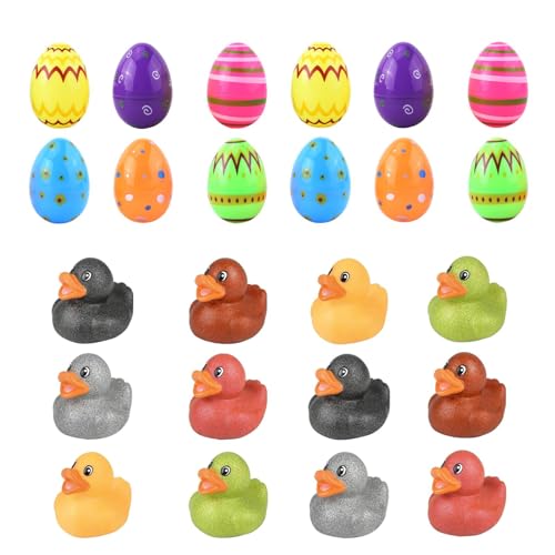 Calakono Vorgefüllte eier mit Enten | -Enten-Spielzeug,Leuchtend bunte eier, vorgefüllt mit Enten für Geschenktüten und Karnevalsgeschenke von Calakono
