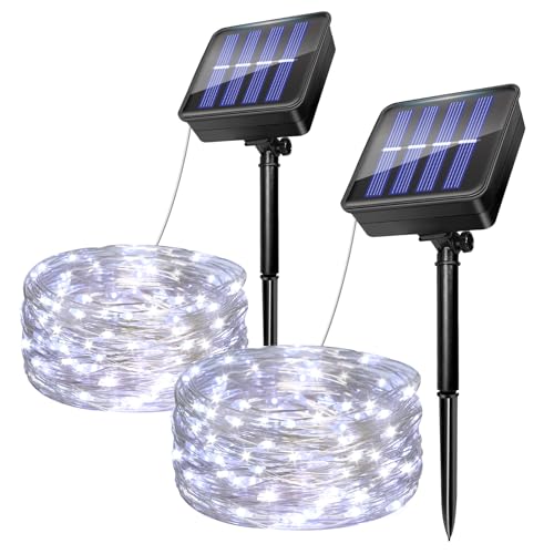 2 Stück Solar Lichterkette Aussen 5M, 50 LED Solarlichterkette Außen Wetterfest, IP65 Wasserdicht, 8 Modi Kupferdraht Lichterkette Solar für Garten, Balkon, Terrasse, Hof, Hochzeit Deko (Kaltweiß) 2 Stück Solar Lichterkette Aussen 5M, 50 LED Solarlichterkette Außen Wetterfest, IP65 Wasserdicht, 8 Modi Kupferdraht Lichterkette Solar für Garten, Balkon, Terrasse, Hof, Hochzeit Deko (Kaltweiß) von Caldarax