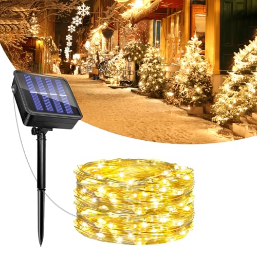 Solar Lichterkette Aussen 5M, 50LED Solarlichterkette Außen Wetterfest IP65 Wasserdicht, 8 Modi Kupferdraht Lichterkette Solar für Garten, Balkon, Terrasse, Hof, Weihnachten, Hochzeit Deko (Warmweiß) Solar Lichterkette Aussen 5M, 50LED Solarlichterkette Außen Wetterfest IP65 Wasserdicht, 8 Modi Kupferdraht Lichterkette Solar für Garten, Balkon, Terrasse, Hof, Weihnachten, Hochzeit Deko (Warmweiß) von Caldarax