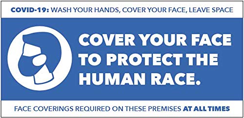 COVID-19 Hands Face Space Cover Your Face – PVC-Banner mit Ösen 1270 x 610 mm von Caledonia Signs