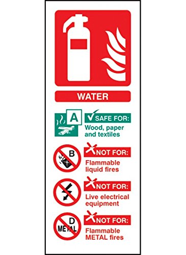 Caledonia Schilder 11214s Wasser Feuerlöscher Zuordnung Zeichen, starrer Kunststoff, S: 75 mm x 200 mm x 200 mm von Caledonia Signs