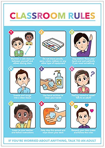 Covid19 Classroom Rules Poster, 420 x 594 mm, synthetisches Papier Covid19 Classroom Rules Poster, 420 x 594 mm, synthetisches Papier von Caledonia Signs