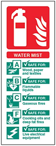 Selbstklebendes Vinylschild mit Wassernebel-Feuerlöscher-Kennzeichnung, in Englisch von Caledonia Signs