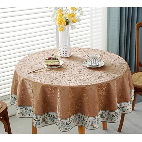 Calefee Tischdecke Rund 220cm Durchmesser, Tischdecken Wasserdicht PU-Leder mit Blumenmuster Tischdeko für die Küche Fleckschutz Calefee Tischdecke Rund 220cm Durchmesser, Tischdecken Wasserdicht PU-Leder mit Blumenmuster Tischdeko für die Küche Fleckschutz von Calefee