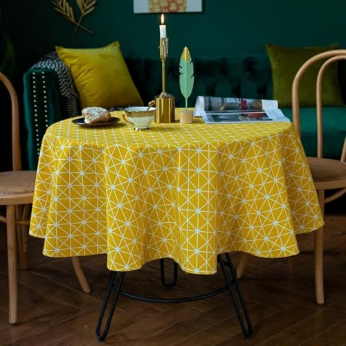 Calefee Tischwäsche Rund 120 cm, Tischdecke Polyester Abwaschbar 2 Personen Weißes Linienmuster Tischdecke für Esstisch Deko Calefee Tischwäsche Rund 120 cm, Tischdecke Polyester Abwaschbar 2 Personen Weißes Linienmuster Tischdecke für Esstisch Deko von Calefee